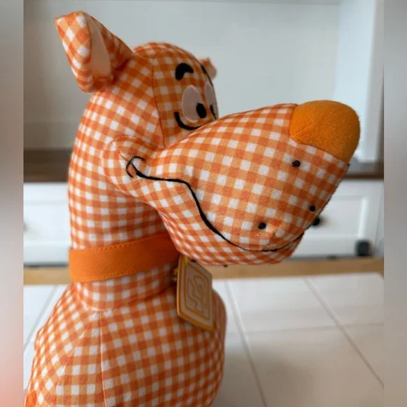 Vintage Scooby Doo Y2K Orange Gingham Plush Stuffed Animal Hanna-Barbera - Picture 3 of 12